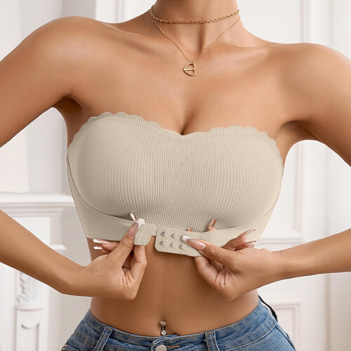 Women's Front-Closure Strapless Bra Beige XL 1