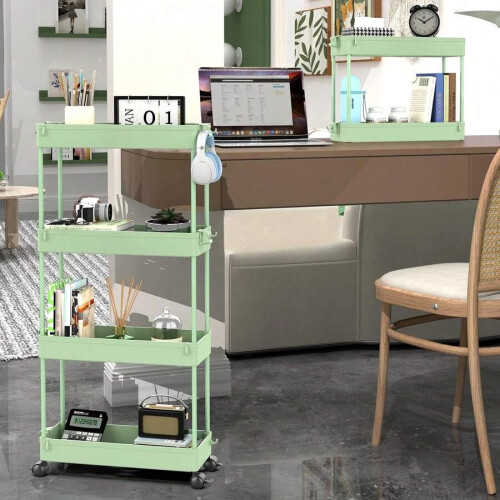 Slim 4-tier rolling storage cart for bathroom kitchen 1