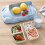 Car-Shaped Kids Tableware Set Light Blue Fiber Tray with 7