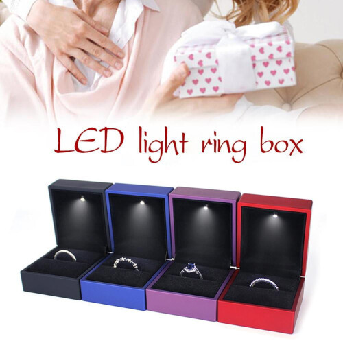 Plastic Jewelry Box with LED Light for Wedding Rings 2