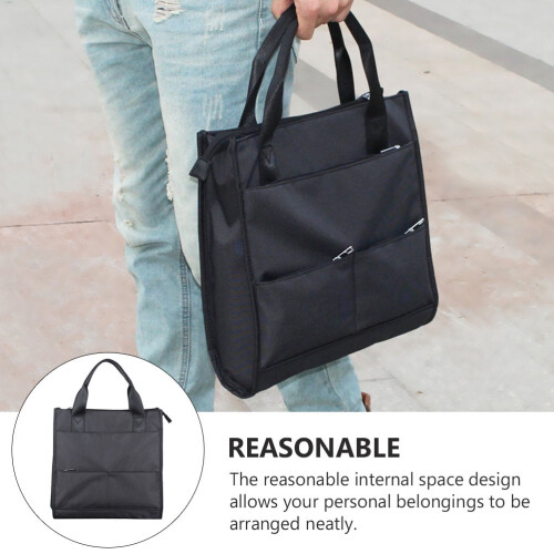 Men's Black Business Handbag Spacious Interior Double 2