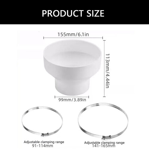 Μειωτής σωλήνων 150mm έως 100mm με 2 μεταλλικούς σφιγκτήρες σωλήνων 2