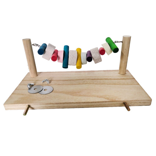 Wooden standing pole toy for small pets chew jump explore 1