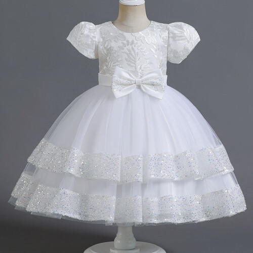Mädchen-Prinzessinnenkleid, weiß, Größe 4-6 1
