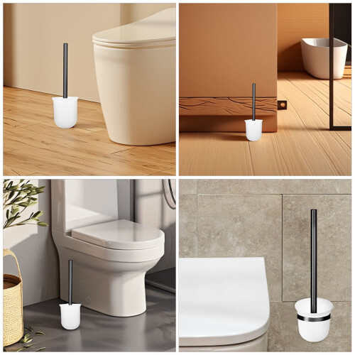 Toiletborstelhouder, wit, plastic, ruimtebesparend, 4 stuks 2