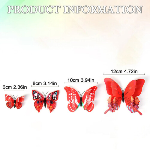 Ímãs de geladeira de plástico em formato de borboleta, 12 unidades, 12 cm (4,72 polegadas), 6 cores. 2