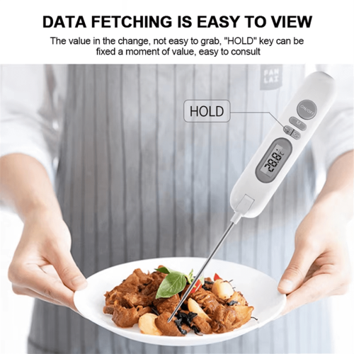 Digitales Thermometer mit Edelstahlsonde, LCD-Display und USB-Ladefunktion 2