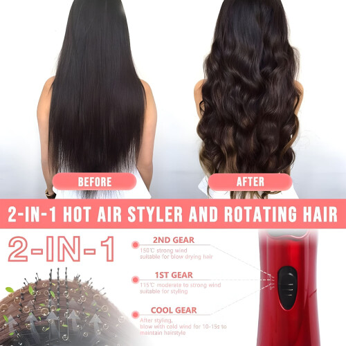 Escova modeladora automática rotativa e secador de cabelo 3 em 1 HIBIBUD 2