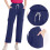 Women's Scrubs Set Navy Solid Color V-Neck Blouse and 4