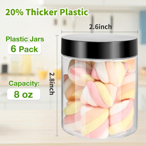 Durchsichtige Kunststoffdosen mit Deckel, 8 oz (ca. 237 ml), 6er-Packung 1