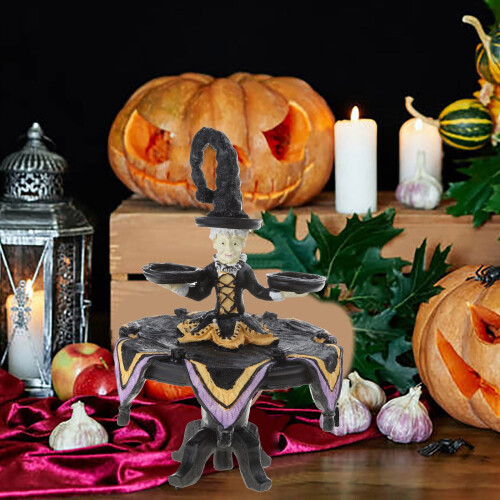 Halloween witch tabletop display stand with hat and candy 1