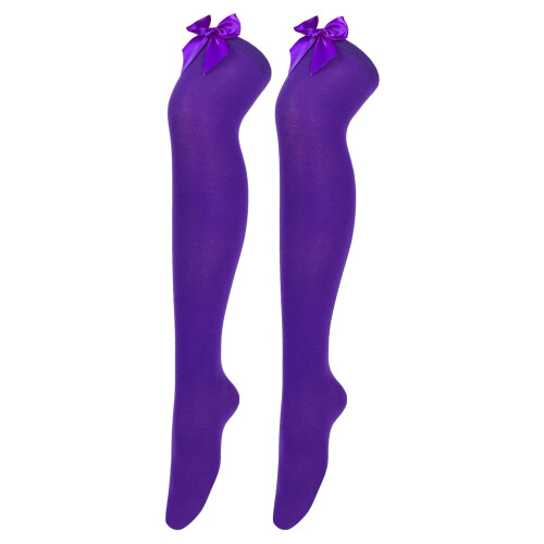 Women's lace bow over-knee socks, soft elastic fit, 1 pair 1
