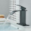 Black matte bathroom sink faucet single handle 3-hole 2