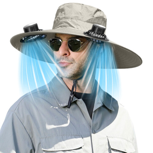 Solar USB Dual-Power Cooling Fan Hat for Men 1
