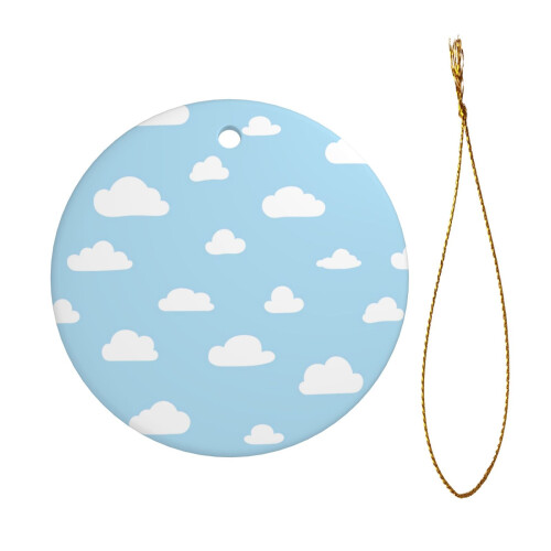 White Clouds Cartoon Blue Christmas Ornament Ceramic 1 Piece 1