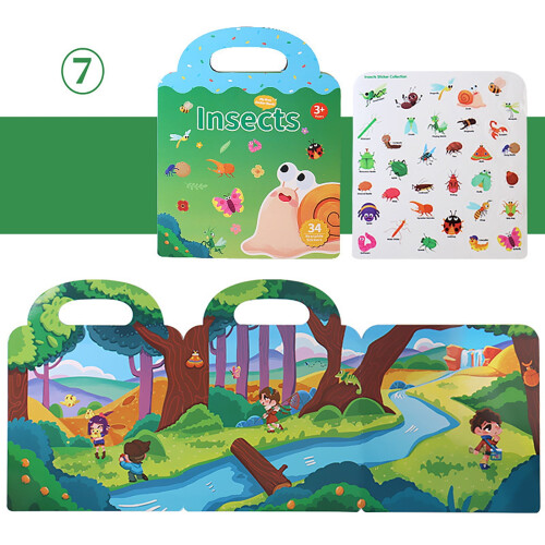 Kids' Reusable Sticker Book Educational Activity Book with 1