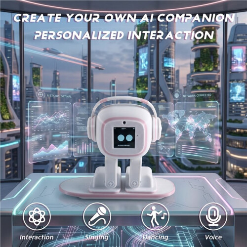 AI Robot Desktop Companion Interactive Chatbot Voice Assistant Dancing Robot with Magnetic Charging Snowboard Base 1