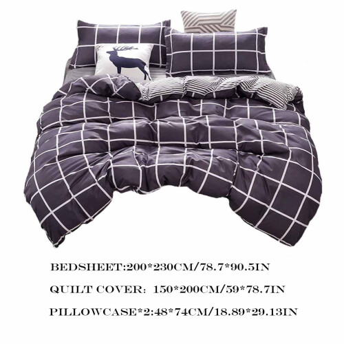 Bäddset Polyester Enfärgat 4-delat för 150x200 cm 2