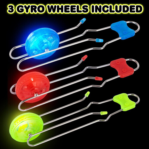 Conjunto de rodas giroscópicas retrô com LED para crianças, 3 peças, 8,5 polegadas. 1