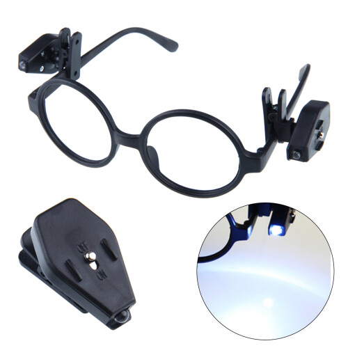Lampe de lecture pour lunettes avec clip orientable à 360 1