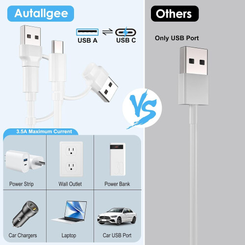 Nabíjecí kabel USB-C/A3 v 1, balení 2 ks, 4 ft 1