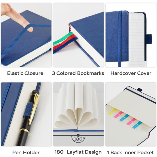 Hardcover Journal A4, linjeret, 320 sider, blå 1