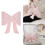 Coussin décoratif à nœud papillon, peluche rose douce 2
