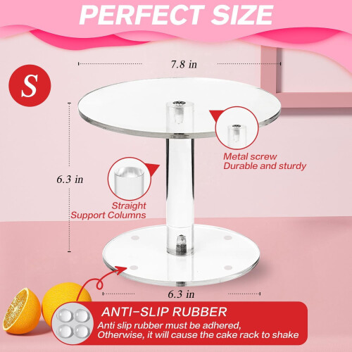 Rond, transparant acryl taartstandaard (7,8 inch, 3 sets) 1