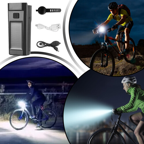 Cycling Front Light Solar USB Rechargeable High-Brightness 2