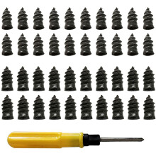 40PCS Tire Repair Rubber Nail, Tire Repair Rubber Screws Black, Fast Tool Self-Service Tire Repair Nail (20S+20L)