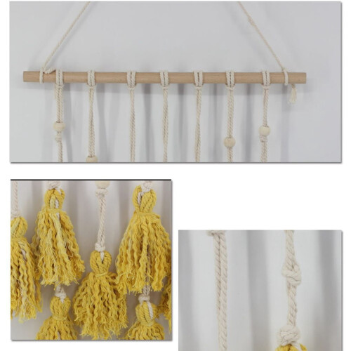 Handmade tassel macrame wall tapestry yellow 2