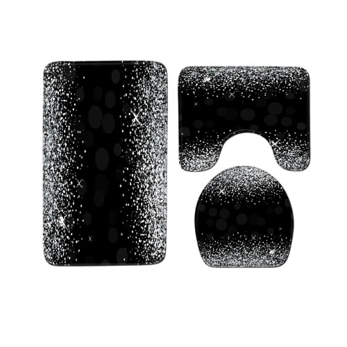 Set di tappeti da bagno argento, nero e glitter, 3 pezzi 1