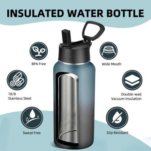 Szigetelt rozsdamentes acél vizespalack, 32oz 2