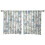 Sheer Curtains Retro Blue White Flowers Grey Stripe 52x45 7