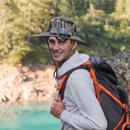Solar-powered wide brim sun hat with fan 1 piece 1