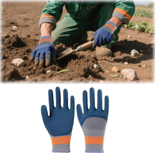 Rubber Latex Coated Work Gloves Crinkle Grip Heavy Duty 1