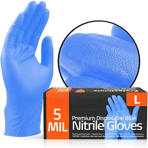 Blå förberedelsehandskar texturerade latexfria 5 mil 1