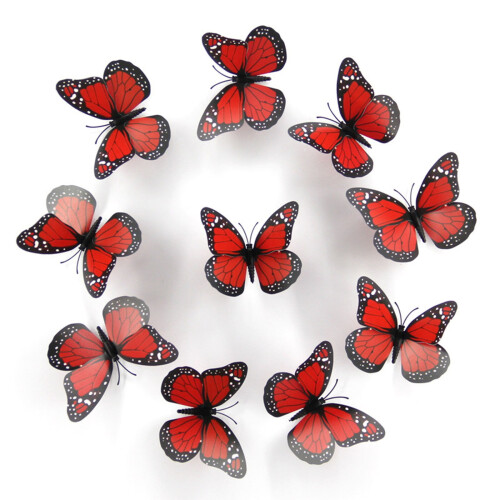 Orange Butterfly Wall Stickers 3D Realistic 10PCS 1