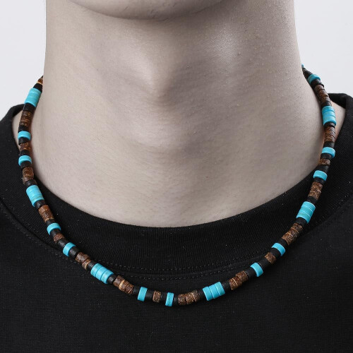 Ανδρικό κολιέ με χάντρες για άνδρες, κολιέ choker με πολύχρωμες χάντρες, μοντέρνο, 1