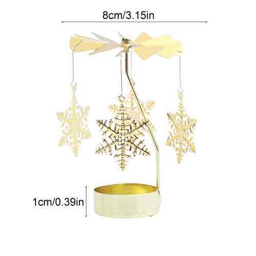 Suporte giratório para velas com design de floco de neve e rena (1 unidade) 2