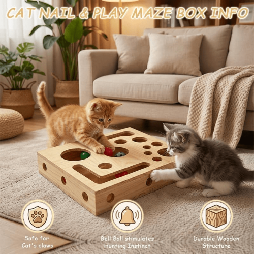 Kattnagelfilslåda med klockboll och sandpapper 1 st 2
