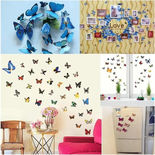 3D Butterfly Wall Decor Blue Stickers 12pcs 2