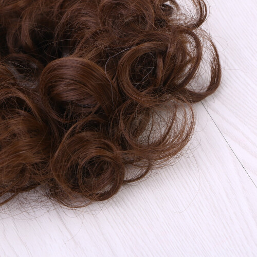 Curly Hair Piece Messy Bun Scrunchie Brown 1 Set 1