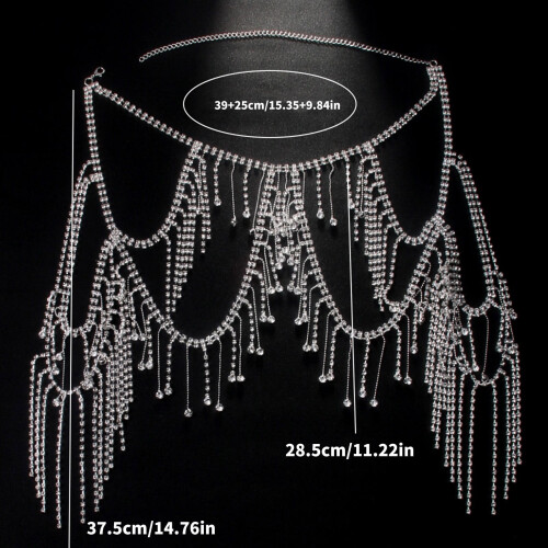Shimmering Multi-Strand Fringe Shoulder Chain Alloy Body 2