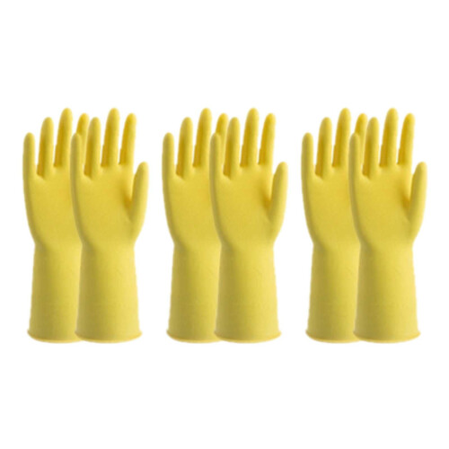 Rubber Cleaning Gloves Yellow 3 Pairs 1