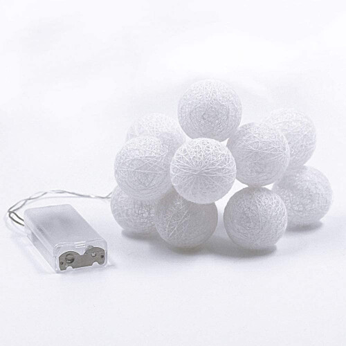 Guirlande lumineuse en coton blanc chaud 3m 20 LED 1
