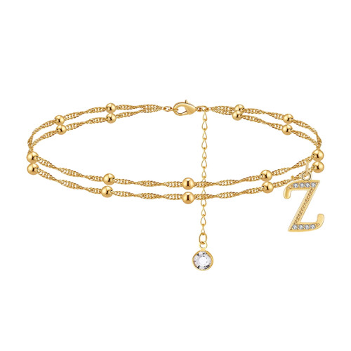 Gold Anklet for Women Cuban Link Layered Set 1