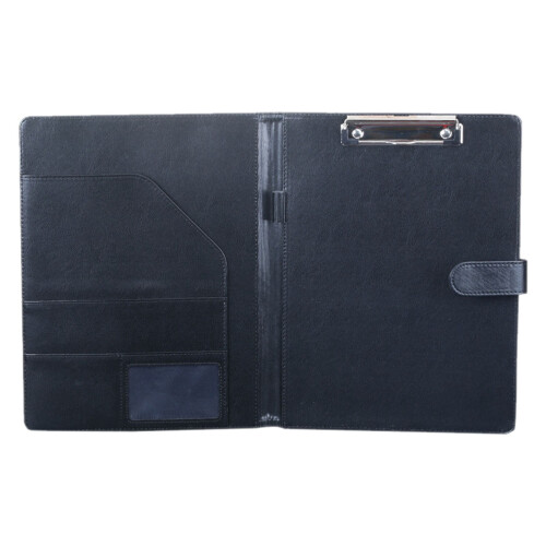 Faux Leather Padfolio with Clipboard and Card Holder Black 1