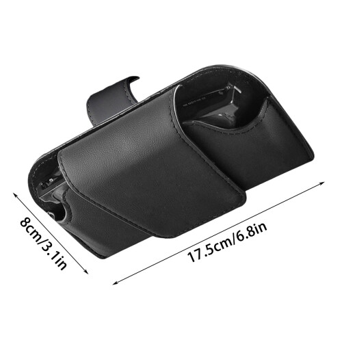 Car eyeglass holder leather visor organizer box red 2
