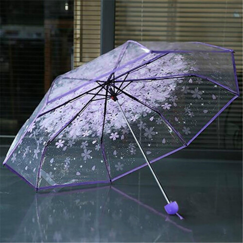 Purple Transparent 3-Fold UV Umbrella 1